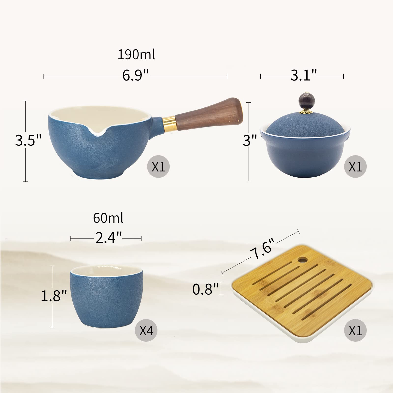 LURRIER Porcelain Chinese Gongfu Tea Set,Portable Teapot Set with 360 Rotation Tea maker and Infuser,Portable All in One Gift Bag for Travel,Home,Gifting,Outdoor and Office (Sakura)