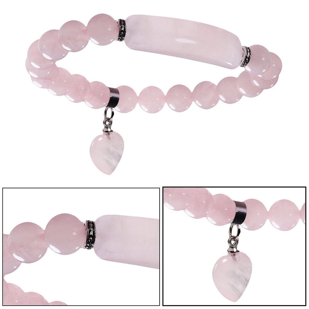TUMBEELLUWA Healing Stone Bracelet 8mm Beads Chakra Crystal Energy Heart Charm Bracelet Handmade Jewelry for Women