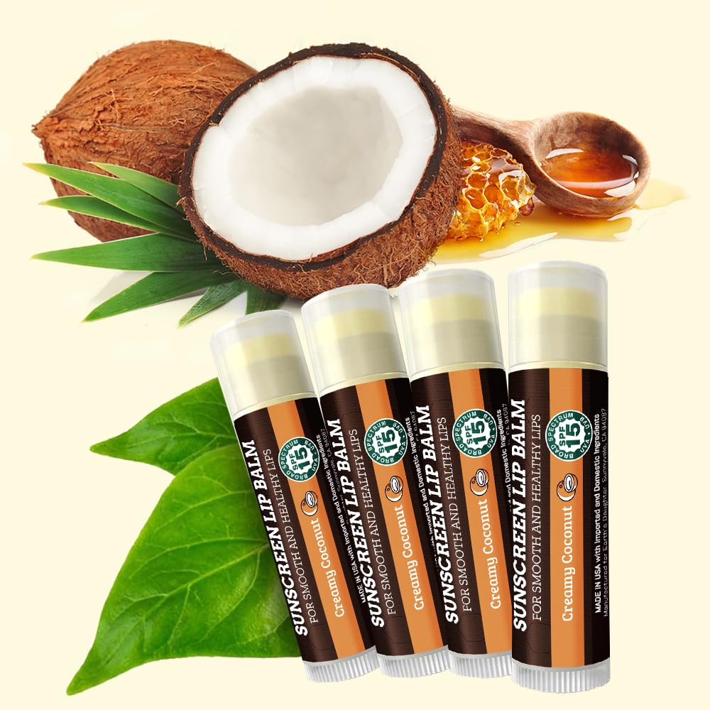 Earth's Daughter USDA Organic Lip Balm 6-Pack - Fruit Flavors, Beeswax, Coconut Oil, Vitamin E - Best Lip Repair Chapstick for Dry Cracked Lips - Moisturizing Lip Care