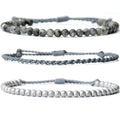 Mezcla Vida 3 Pcs Handmade Natural Gemstone Beaded Bracelet, Adjustable Waterproof Rope Bracelet Set, Valentines Day Birthday Gifts for Boyfriend Husband Him