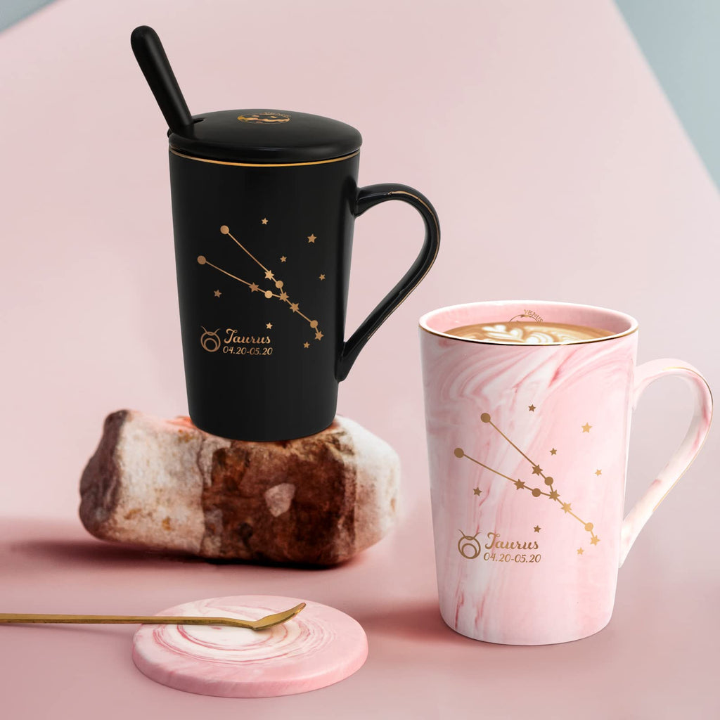 YHRJWN Pisces Gifts for Women, Pisces Constellation Mug, February March Birthdays Gifts for Women Horoscope Astrology Lovers, Pisces Zodiac Sign gifts for Women Girls, 14 Oz Pink with Gift Box