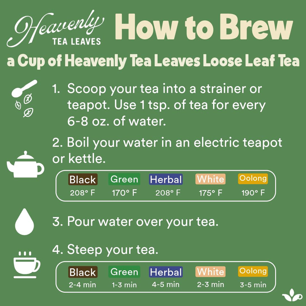 Heavenly Tea Leaves Organic 9 Flavor Variety Pack, Loose Leaf Tea Sampler Gift Set (Approx. 90 Cups) | Assorted Green Black White Herbal Teas, Premium Whole Leaf Collection, Gourmet Box for Tea Lovers | Sampler, Great Iced or Hot, High to No Caffeine