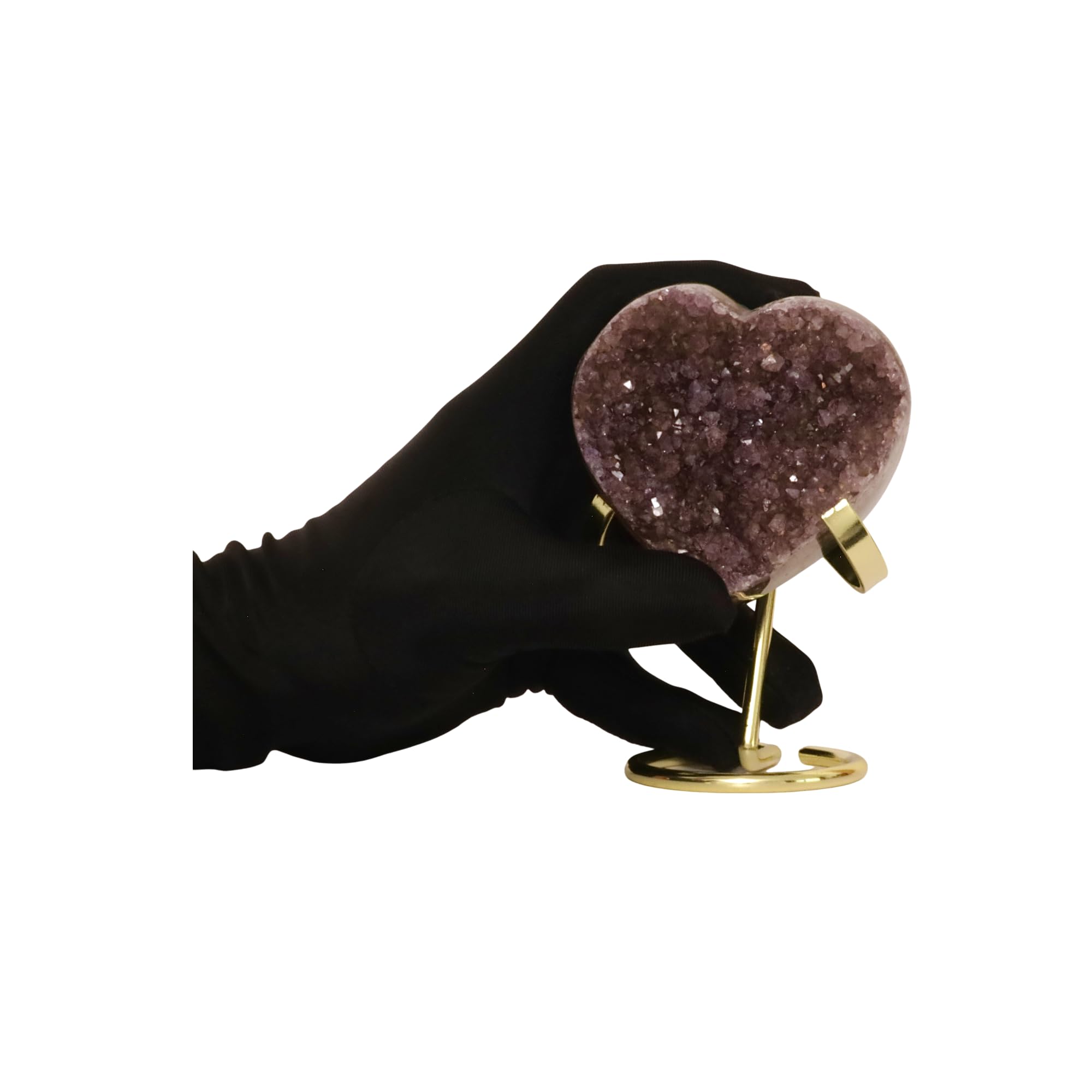 Hand-carved Amethyst Heart Cluster with Stand, Natural Raw Crystal Heart Stone 1–7 Inch tall (50g–1200g), Reiki Healing Gemstone, Love, spiritual Valentine Gift. (200-350 Grams-1.5 to 2.5" tall)