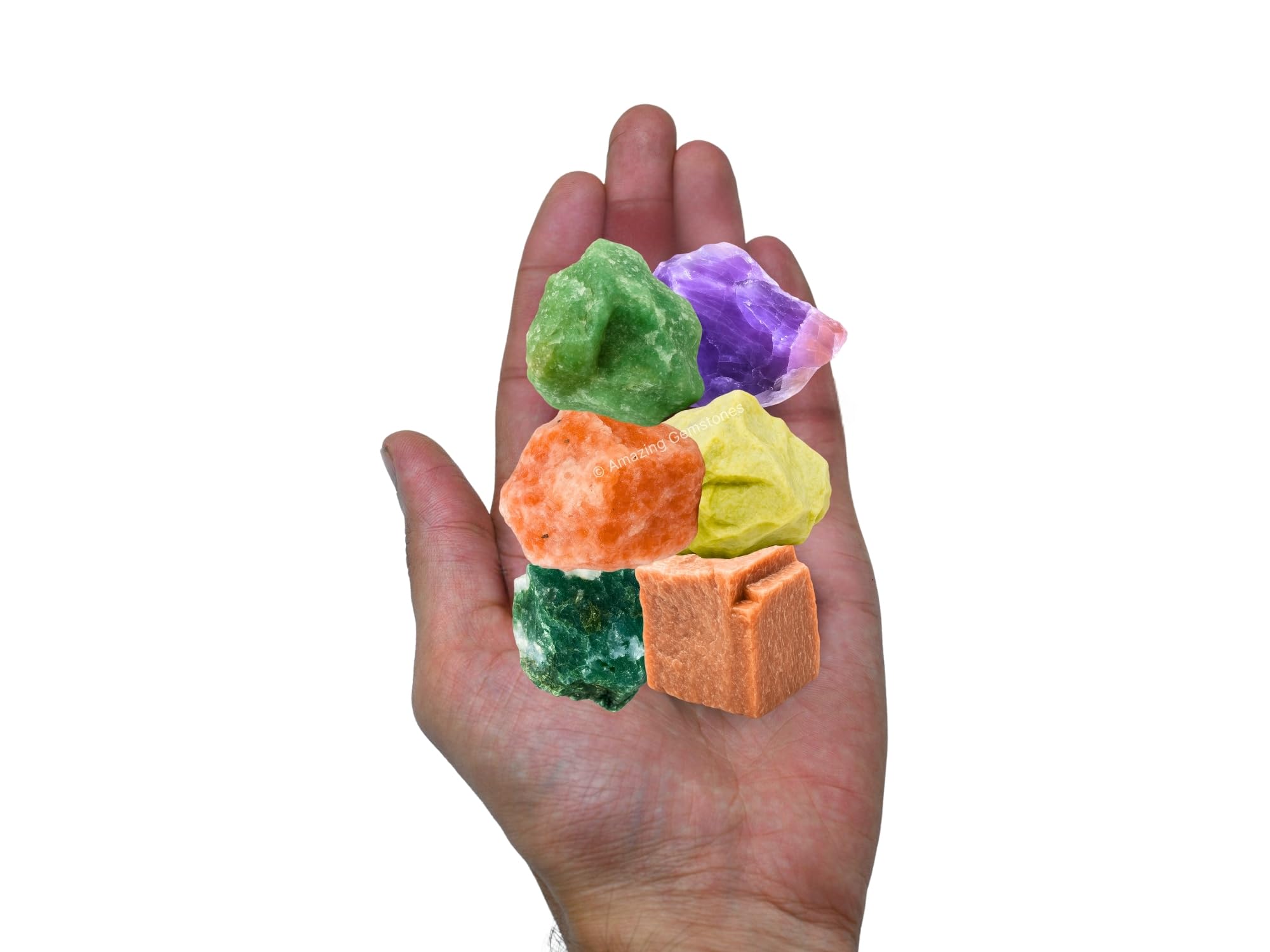 Amazing Gemstone Crystals for House Protection Manifestation, Set of 6 Amethyst, Scolecite, Shungite, Black Tourmaline, Selenite and Moss Agate Healing Crystals and Stones