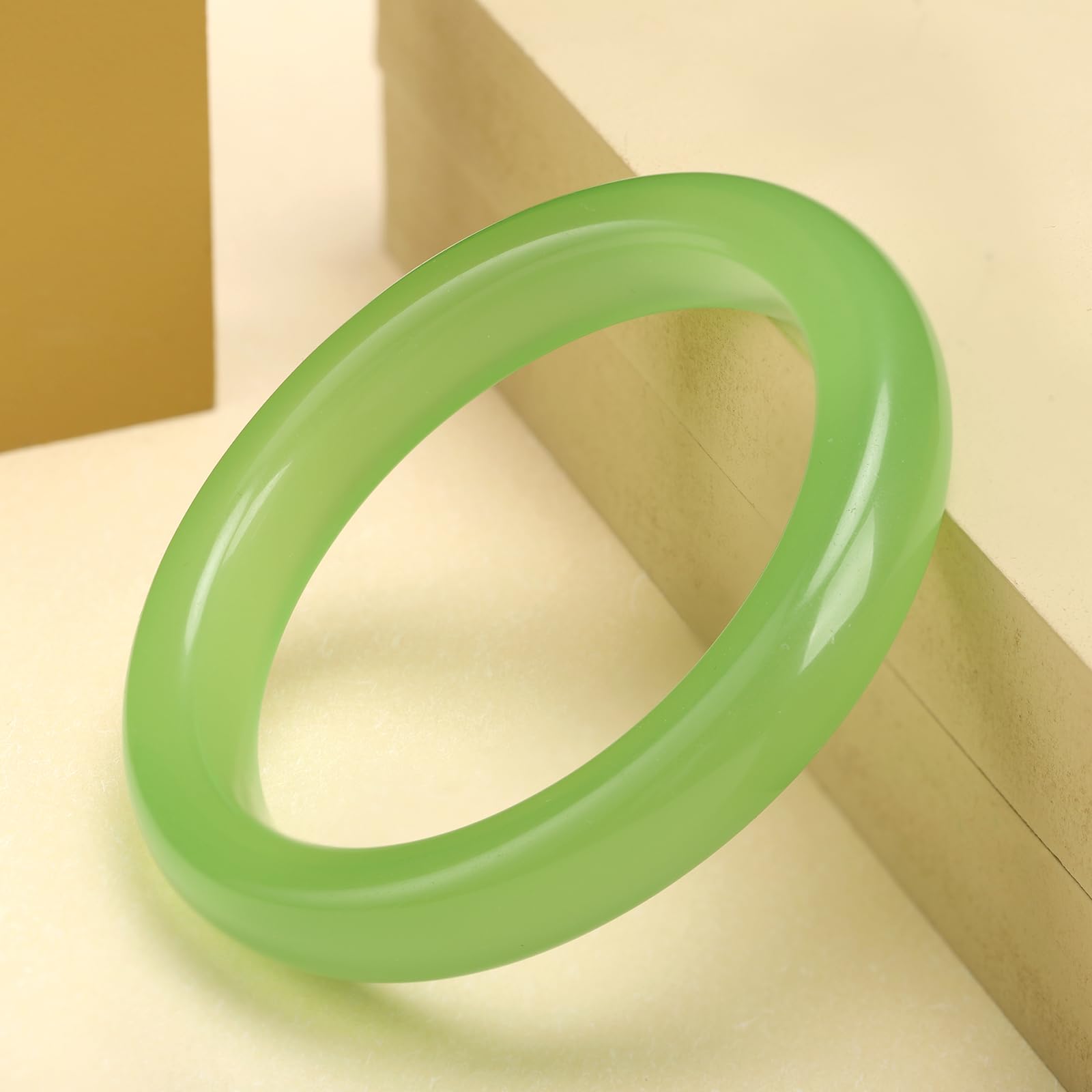 Landical 2.4'' Natural Jade Bracelet for Women Jade Bangle Bracelets with Box Good Luck Bangle Jewelry Gift for Mother