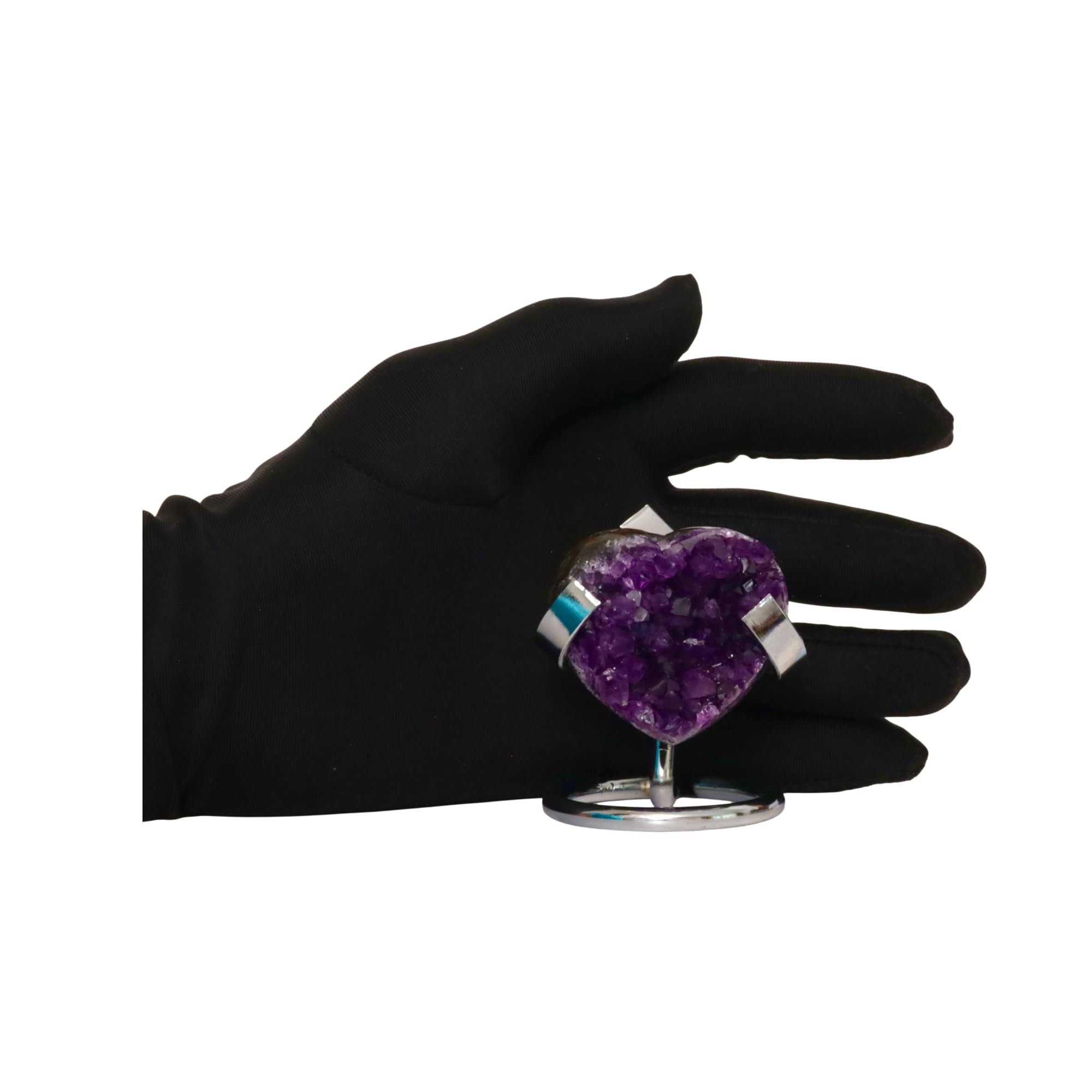 Hand-carved Amethyst Heart Cluster with Stand, Natural Raw Crystal Heart Stone 1–7 Inch tall (50g–1200g), Reiki Healing Gemstone, Love, spiritual Valentine Gift. (200-350 Grams-1.5 to 2.5" tall)