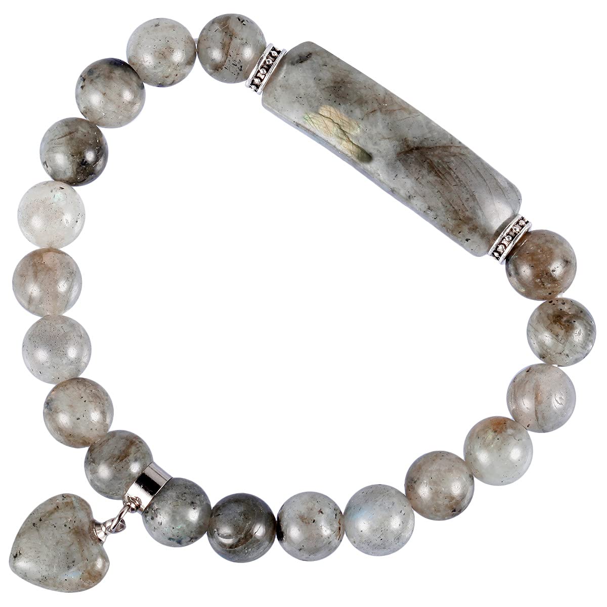 TUMBEELLUWA Healing Stone Bracelet 8mm Beads Chakra Crystal Energy Heart Charm Bracelet Handmade Jewelry for Women