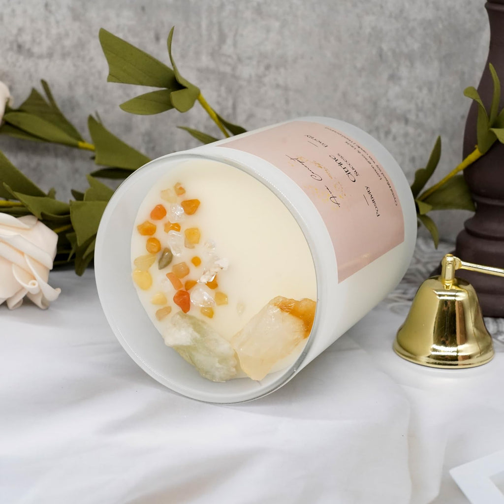 AVACONCEPT Crystal Infused Soy Wax Candle Gift Set Aromatherapy Scented Candles with Healing Crystals Natural Hand-Poured Luxury for Relaxation & Home Décor (Sunstone & Amethyst & Amazonite)