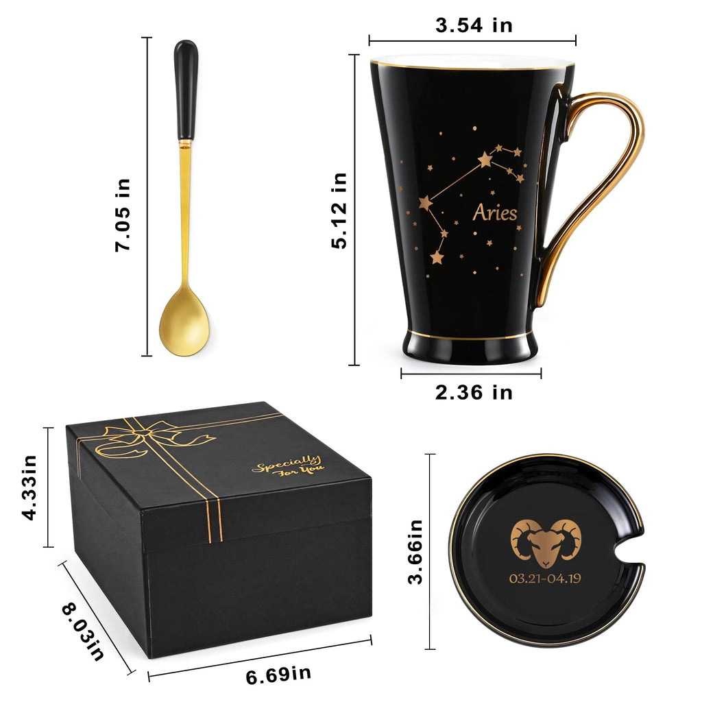 Maustic Aries Gifts for Women Men, March April Birthday Gifts, Zodiac Sign Gift, Astrology Horoscope Constellation Gift for Best Friend, Astrology Lover, Aries Coffee Mug, 12 Oz