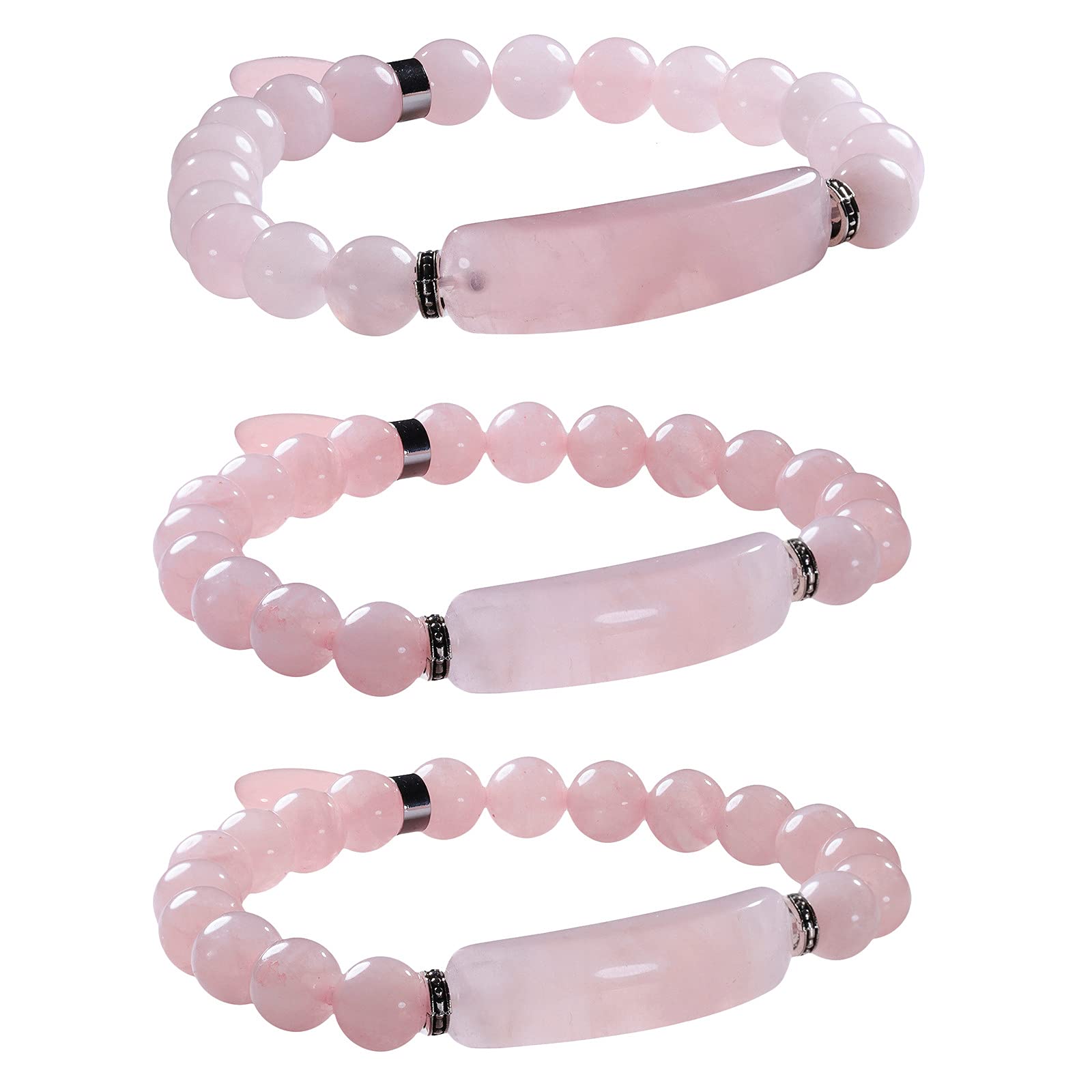 TUMBEELLUWA Healing Stone Bracelet 8mm Beads Chakra Crystal Energy Heart Charm Bracelet Handmade Jewelry for Women