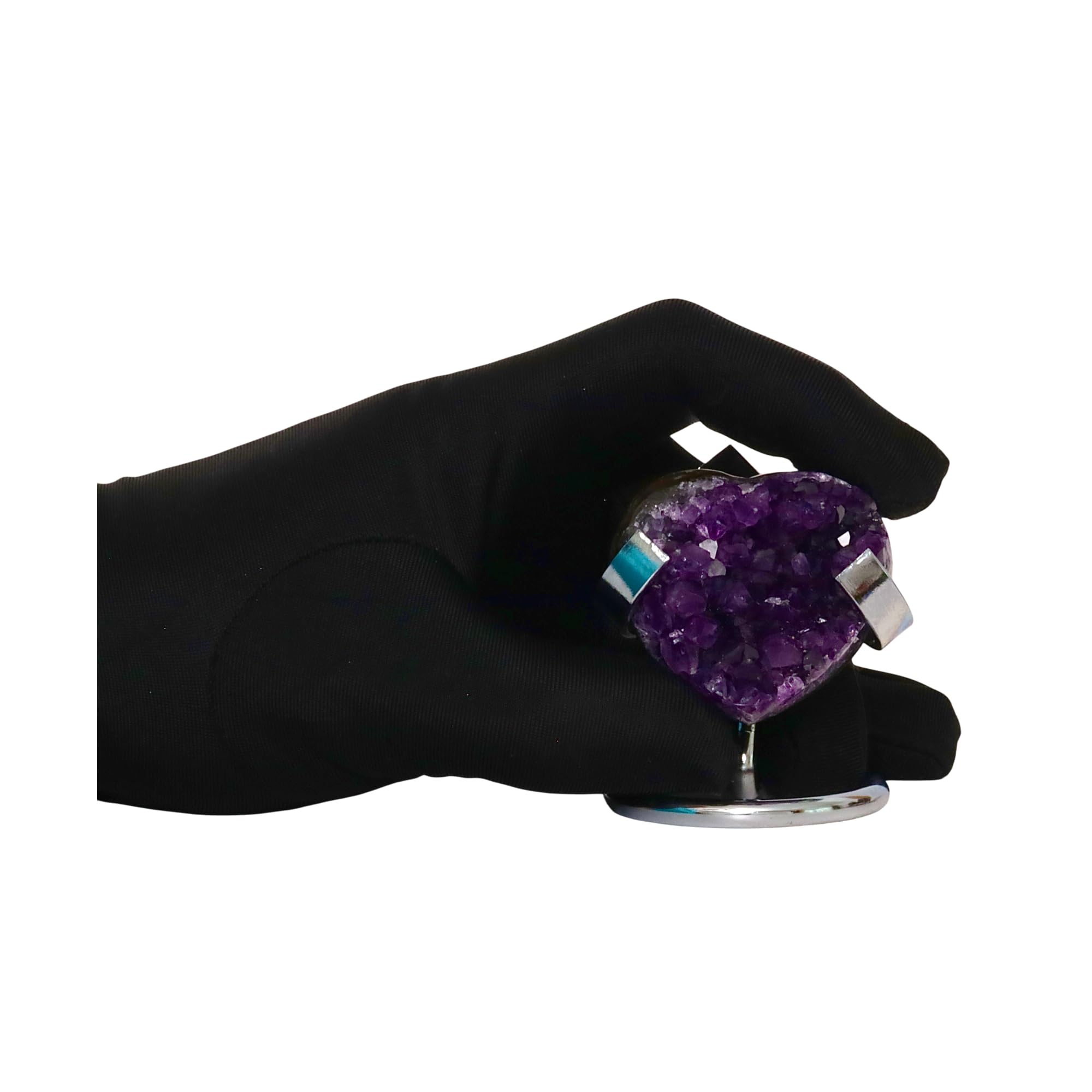 Hand-carved Amethyst Heart Cluster with Stand, Natural Raw Crystal Heart Stone 1–7 Inch tall (50g–1200g), Reiki Healing Gemstone, Love, spiritual Valentine Gift. (200-350 Grams-1.5 to 2.5" tall)