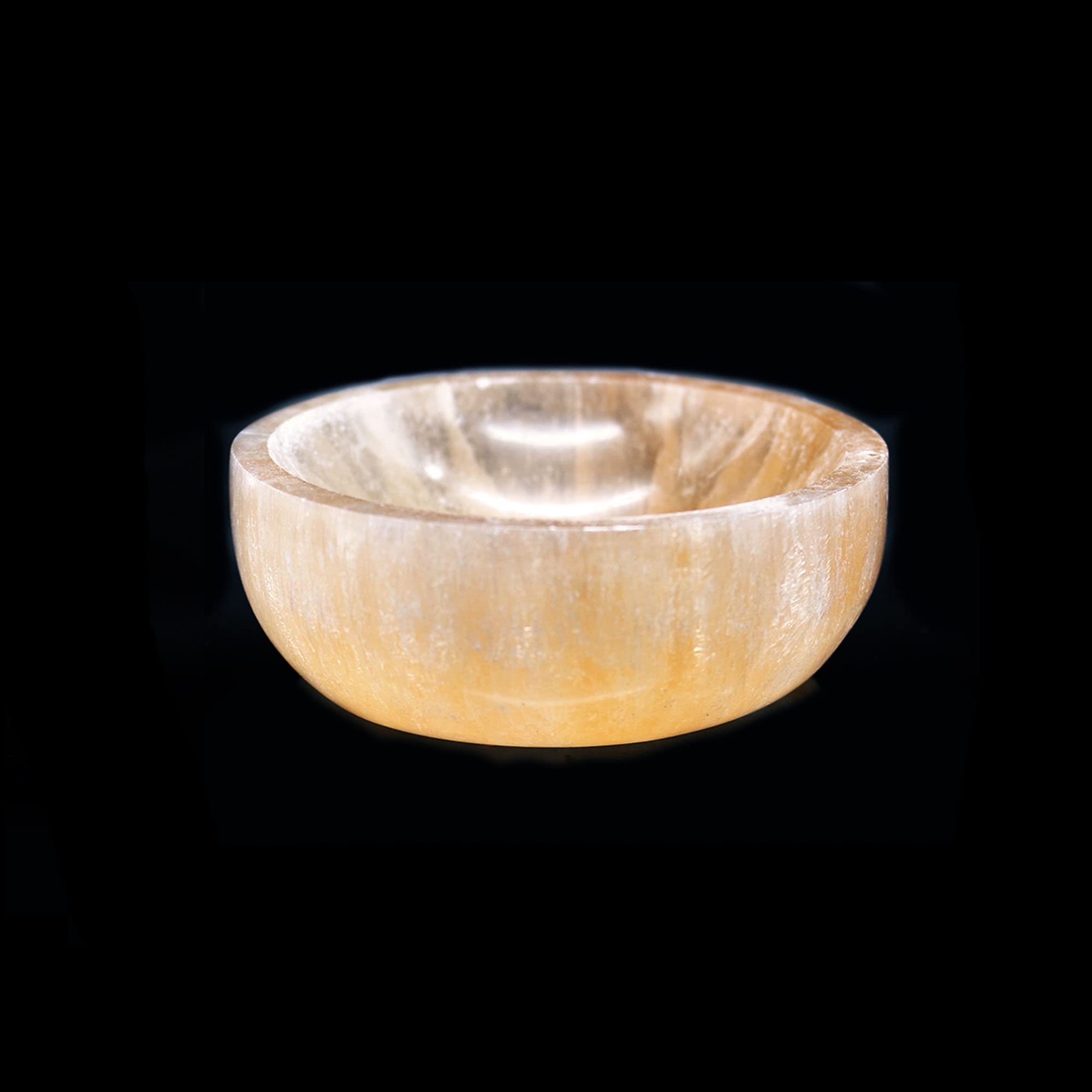 Soul Sticks Selenite Crystal Bowls for Smudging, Healing, Recharging Crystals | Pure Selenite Smudge Bowl & Crystal Charging Station Ethically Sourced in Morocco, Orange (4 Inch)