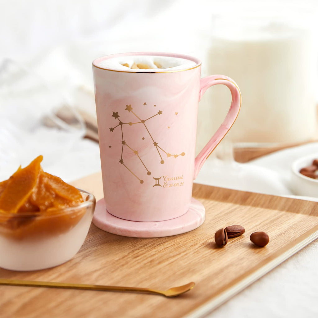 YHRJWN Pisces Gifts for Women, Pisces Constellation Mug, February March Birthdays Gifts for Women Horoscope Astrology Lovers, Pisces Zodiac Sign gifts for Women Girls, 14 Oz Pink with Gift Box