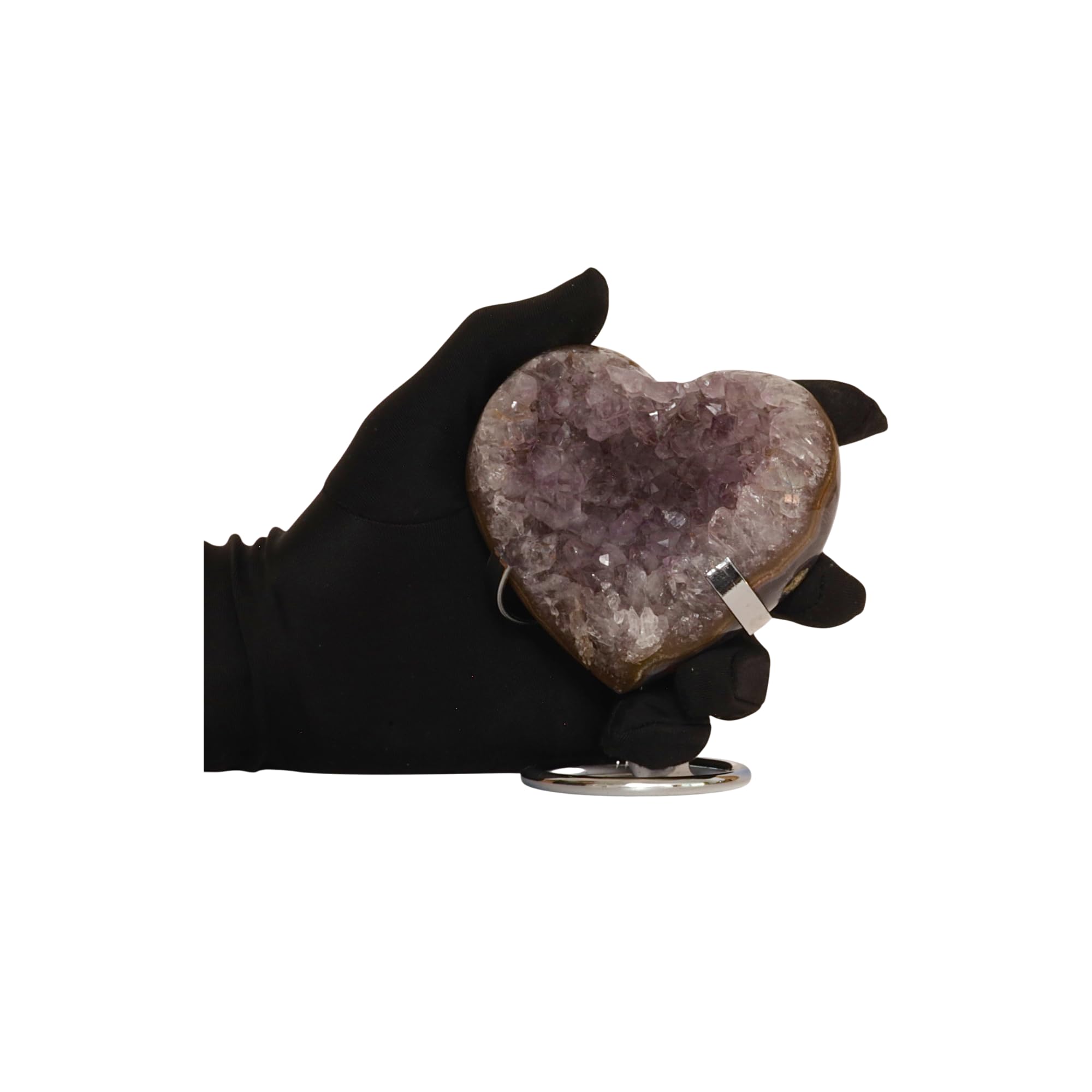 Hand-carved Amethyst Heart Cluster with Stand, Natural Raw Crystal Heart Stone 1–7 Inch tall (50g–1200g), Reiki Healing Gemstone, Love, spiritual Valentine Gift. (200-350 Grams-1.5 to 2.5" tall)