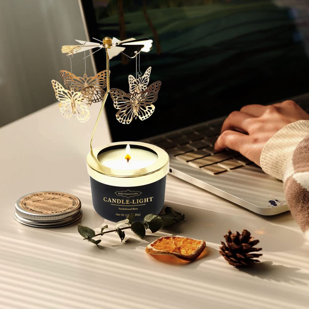 Kelly's Custom Candles, Butterfly Candle Birthday Gift for Mom,Girlfriend,Unique Easter Gifts for Sister, Wife and Mother in Law,Rotatable Aromatherapy Candles Gift for Women.