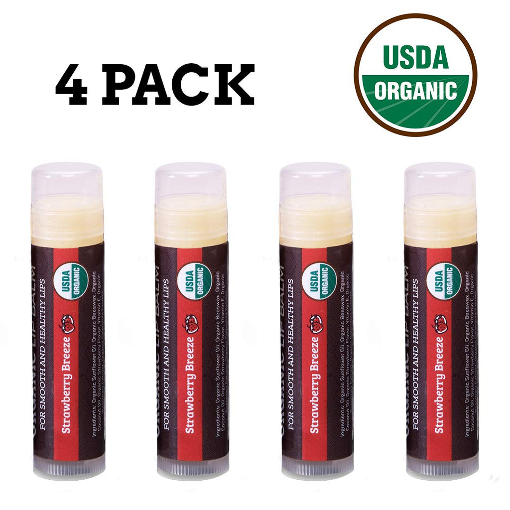 Earth's Daughter USDA Organic Lip Balm 6-Pack - Fruit Flavors, Beeswax, Coconut Oil, Vitamin E - Best Lip Repair Chapstick for Dry Cracked Lips - Moisturizing Lip Care