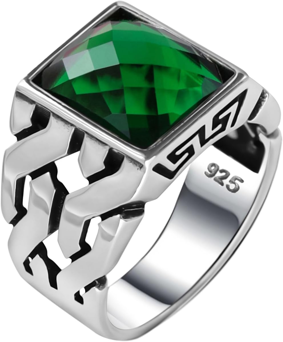 Genuine Solid 925 Sterling Silver, Cuban Link Braided Men's Ring