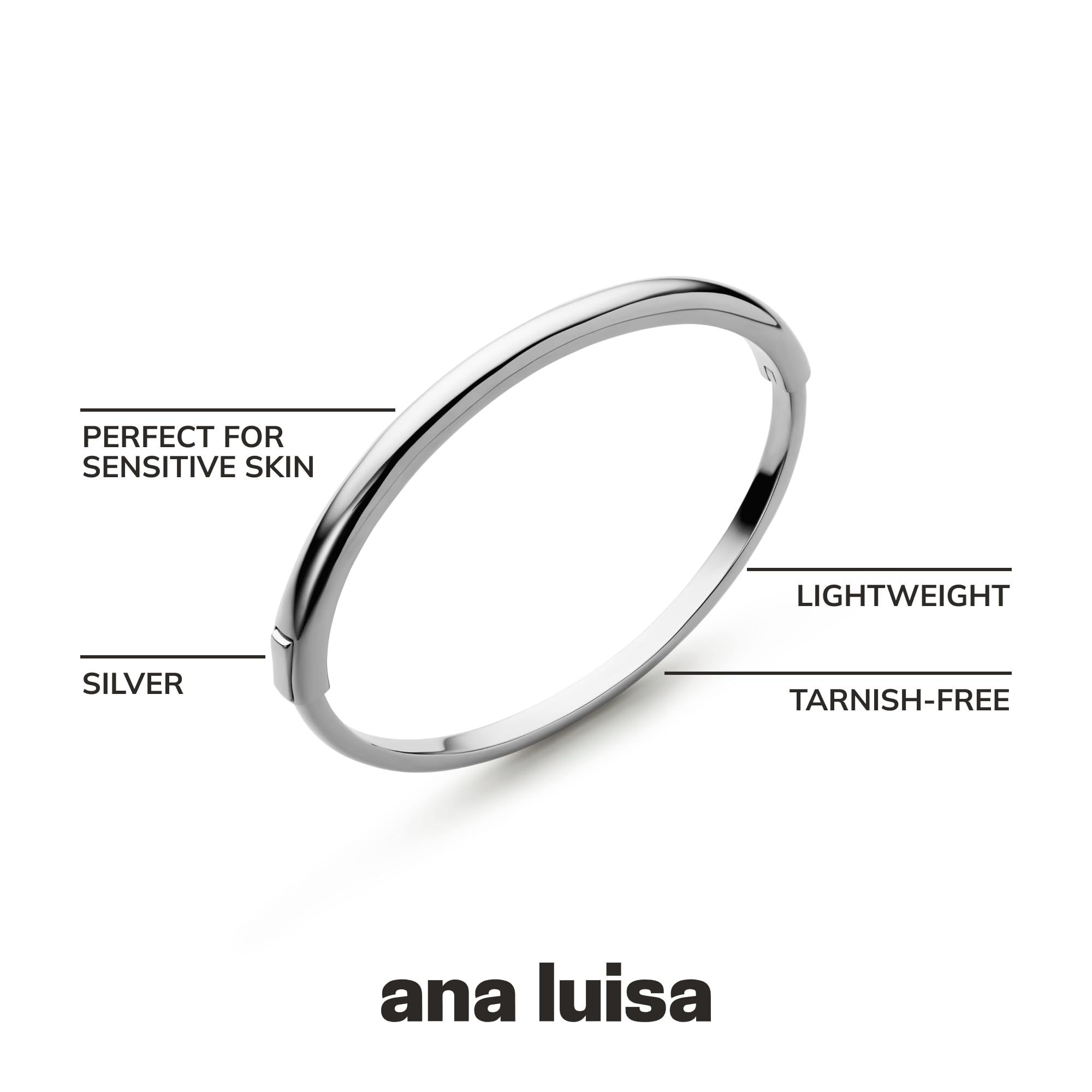 Ana Luisa Bracelets for Women - 14K Gold Plated & Silver Rhodium Bangle and Cuff Bracelets - Sleek Designs Perfect for Layering - Hypoallergenic, Water-Resistant, Tarnish-Free Bracelet for Daily Wear