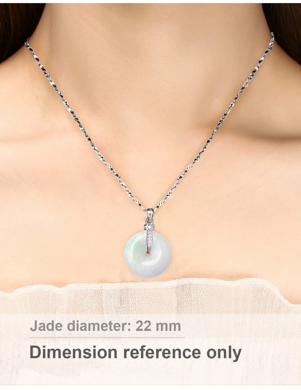 Dahlia Eternal Circle Jade Necklace, Real Grade A Certified Burma Jadeite for Inner Peace