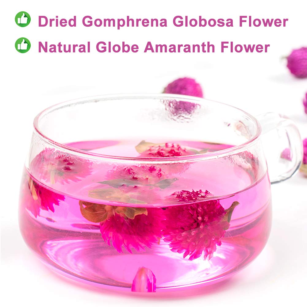 Plant Gift Dried Gomphrena globosa Flower, Natural Globe Amaranth Flower Blooming Flower Tea Natural Royal Scented Tea Gomphrena Rose Tea, Globe Amaranth, Edible Gomphrena Flower 30g/1.05oz