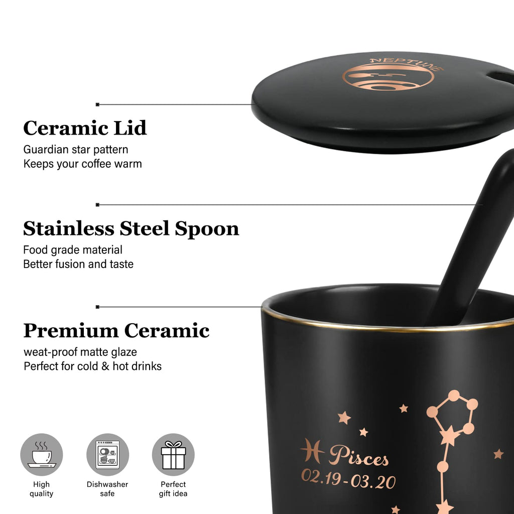 YHRJWN Pisces Gifts for Women, Pisces Constellation Mug, February March Birthdays Gifts for Women Horoscope Astrology Lovers, Pisces Zodiac Sign gifts for Women Girls, 14 Oz Pink with Gift Box