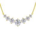 TUHE 7 Stones Moissanite Necklace for Women, 1.7-5.0 Carat Smile Moissanite Pendant Necklace 18k Gold Plated Sterling Silver 16.5+2.5 inch Box Chain Tennis Necklaces with Certificate of Authenticity