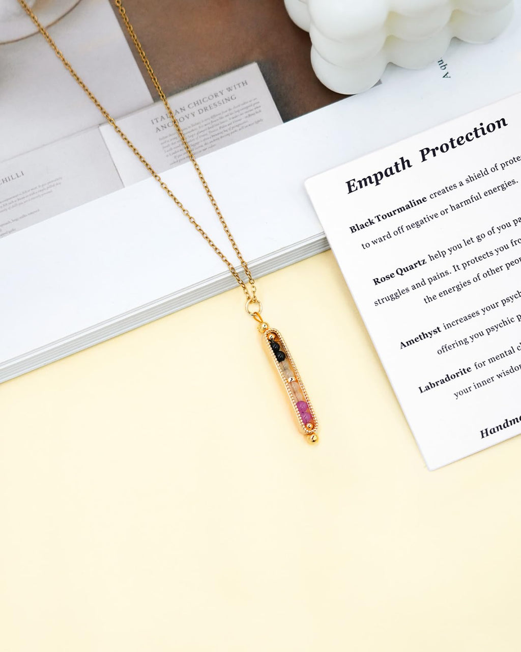 Ronglry Healing Crystals and Stones Necklace Spiritual Crystal Necklace for Women Men Anxiety Necklace Empath Protection New Beginnings Gifts Crystal Pendant Necklace Healing Crystals Jewelry