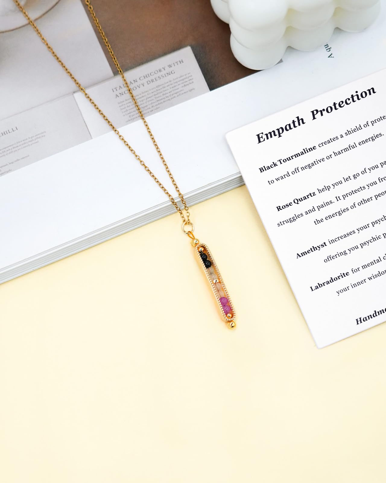 Ronglry Healing Crystals and Stones Necklace Spiritual Crystal Necklace for Women Men Anxiety Necklace Empath Protection New Beginnings Gifts Crystal Pendant Necklace Healing Crystals Jewelry