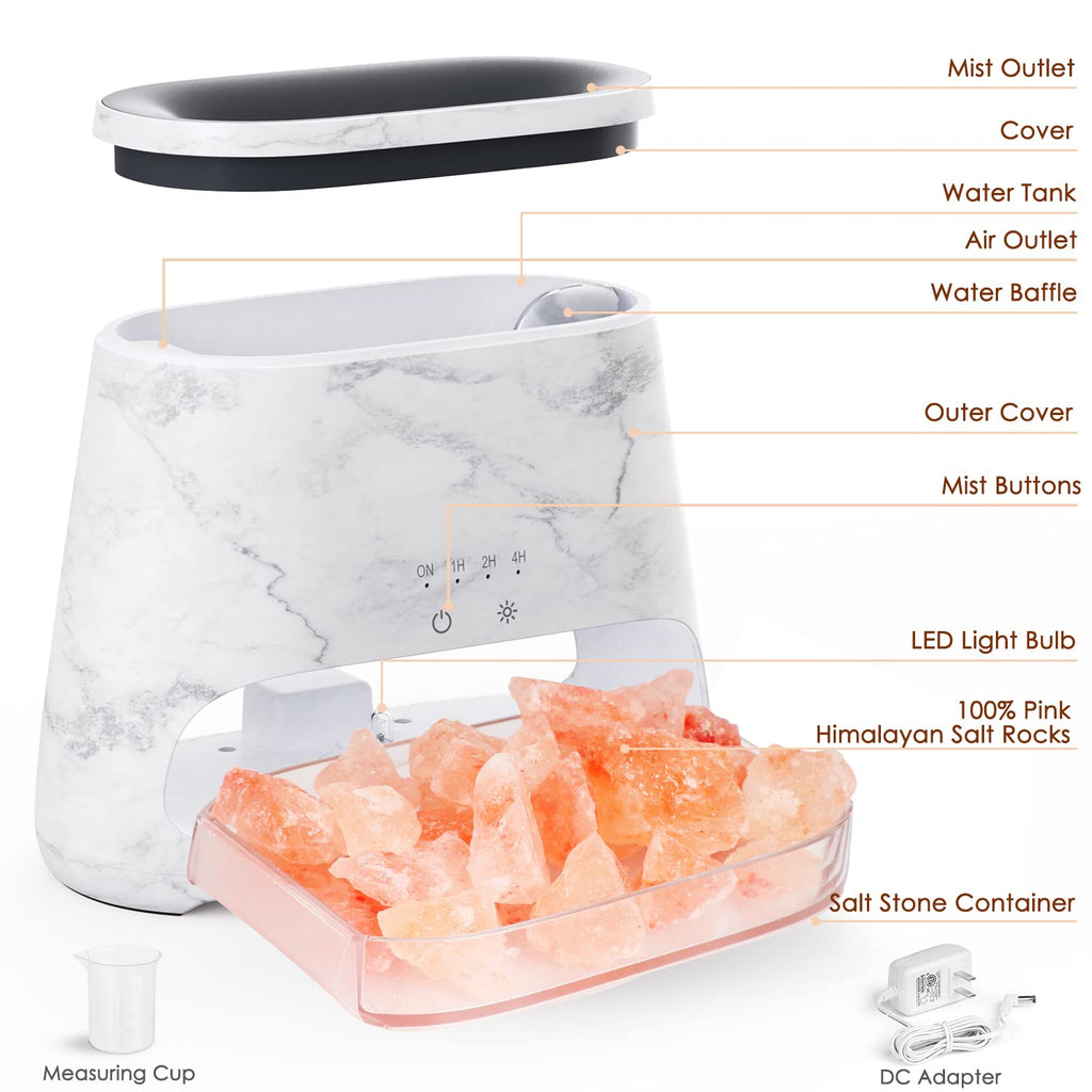 SALKING 2-in-1 Himalayan Salt Lamp & Ultrasonic Essential Oil Diffuser, Aromatherapy Diffuser Cool Mist Humidifier, Salt Therapy Lamp, 100% Pure Himalayan Salt, Ambient Glow, 150ml (Hot Pink)