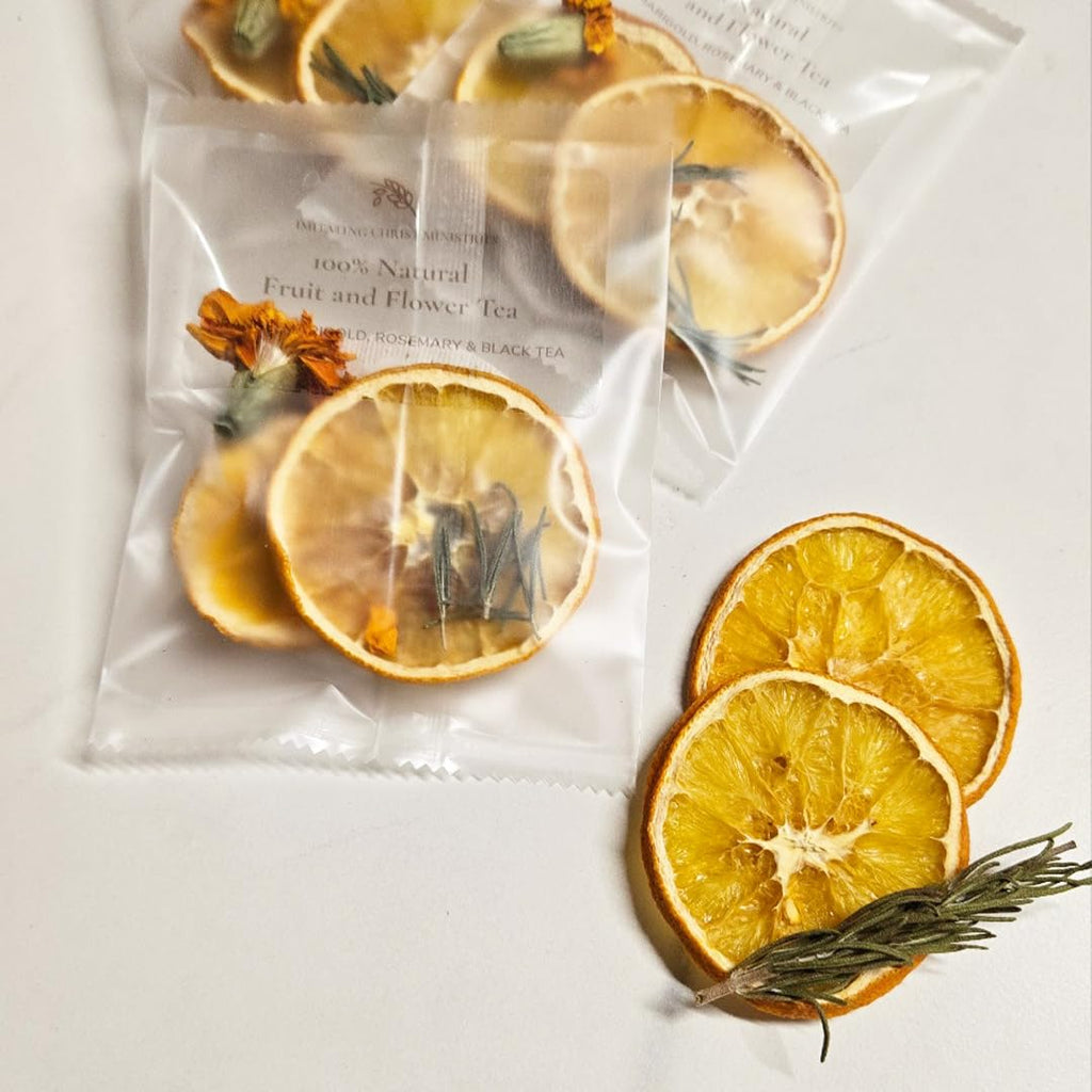 Gourmet Fruit & Floral Tea Set of 10 | Handcrafted, Additive-Free, Assorted Tea Gift Set | Sampler 5 Flavors of Naturally Dried Orange, Grapefruit, Lemon, Apple, Rose Jasmine | 10 Tea Bags | Premium Tea Gift Set