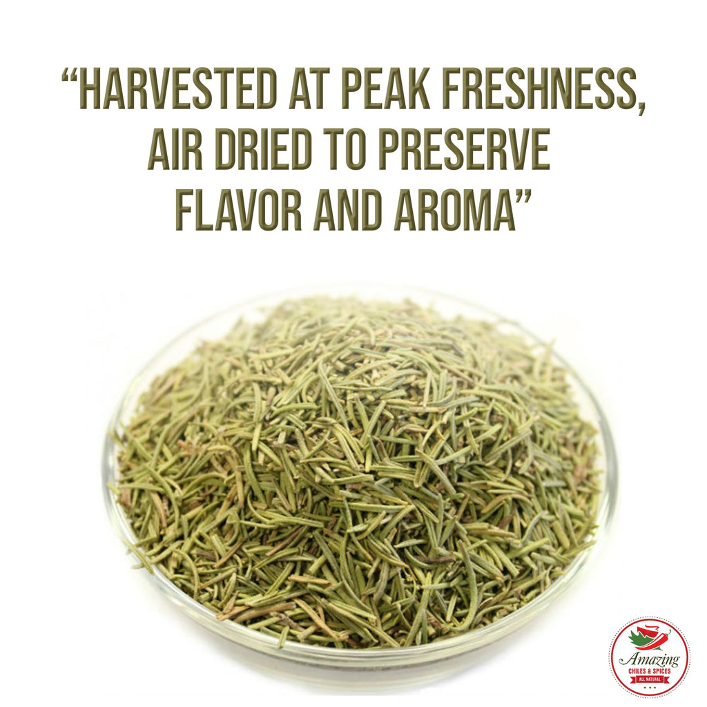 Dried Rosemary Leaves, 12 oz Premium All Natural Herbs and Spices for Meat, Fish, Oils, Dips, Tea. Farm Fresh, Rich Savory Flavor by Amazing Chiles & Spices
