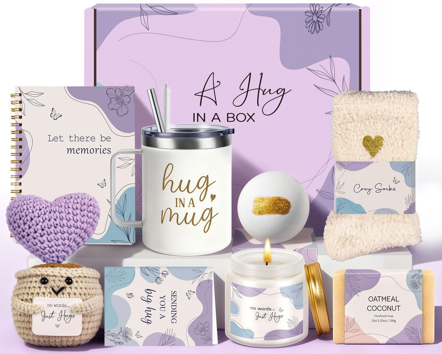 Elegant Birthday Gifts for Women, Black Bow Unique Birthday Relaxing Gifts Box with Scented Candles, Greeting Card & Home-Spa Relaxation, Birthdays Presents for Her, Best Friend, Sister, Wife