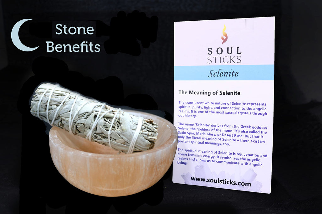 Soul Sticks Selenite Crystal Bowls for Smudging, Healing, Recharging Crystals | Pure Selenite Smudge Bowl & Crystal Charging Station Ethically Sourced in Morocco, Orange (4 Inch)