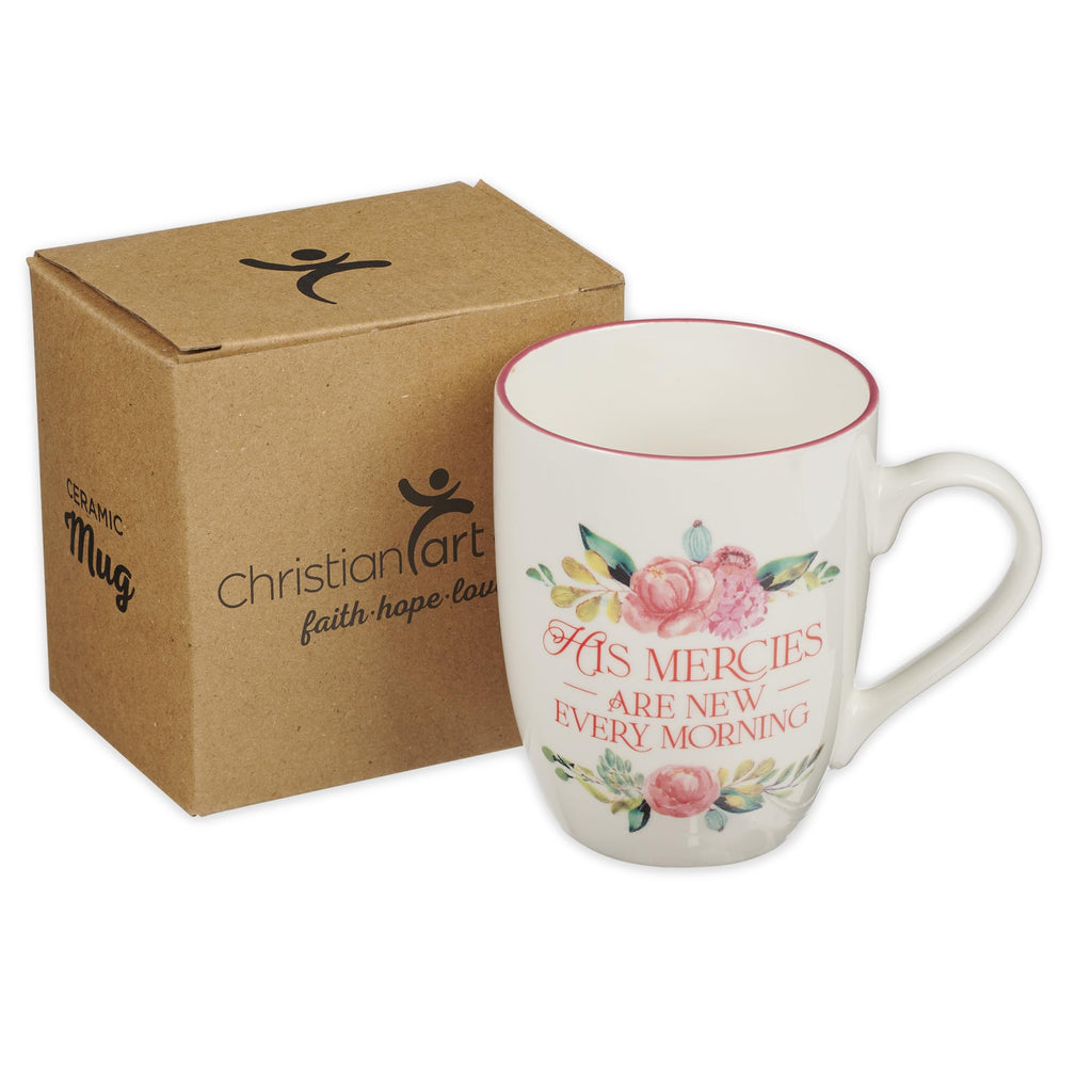Christian Art Gifts Inspirational Ceramic Coffee & Tea Scripture Mug for Women: All Things are Possible Encouraging Bible Verse, Cute Microwave & Dishwasher Safe Drinkware, White & Pink Floral, 12 oz.