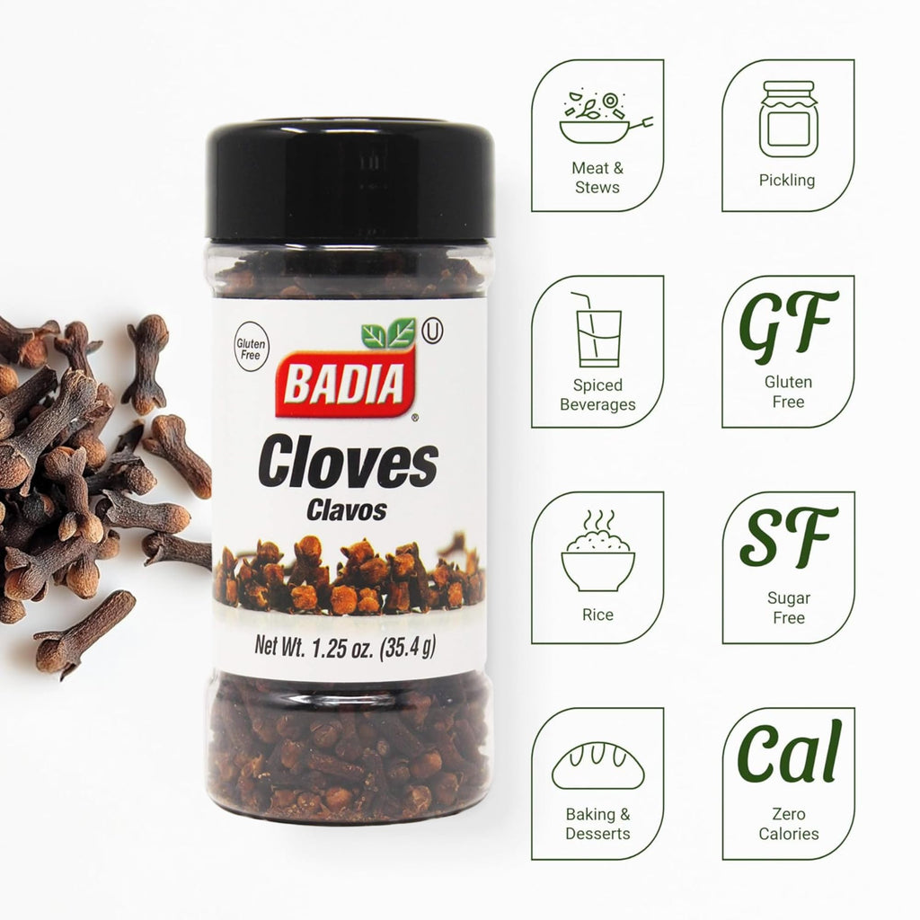 Badia Whole Cloves, 1.25 oz, Premium Spice for Baking, Cooking, Beverages, Aromatic & Flavorful