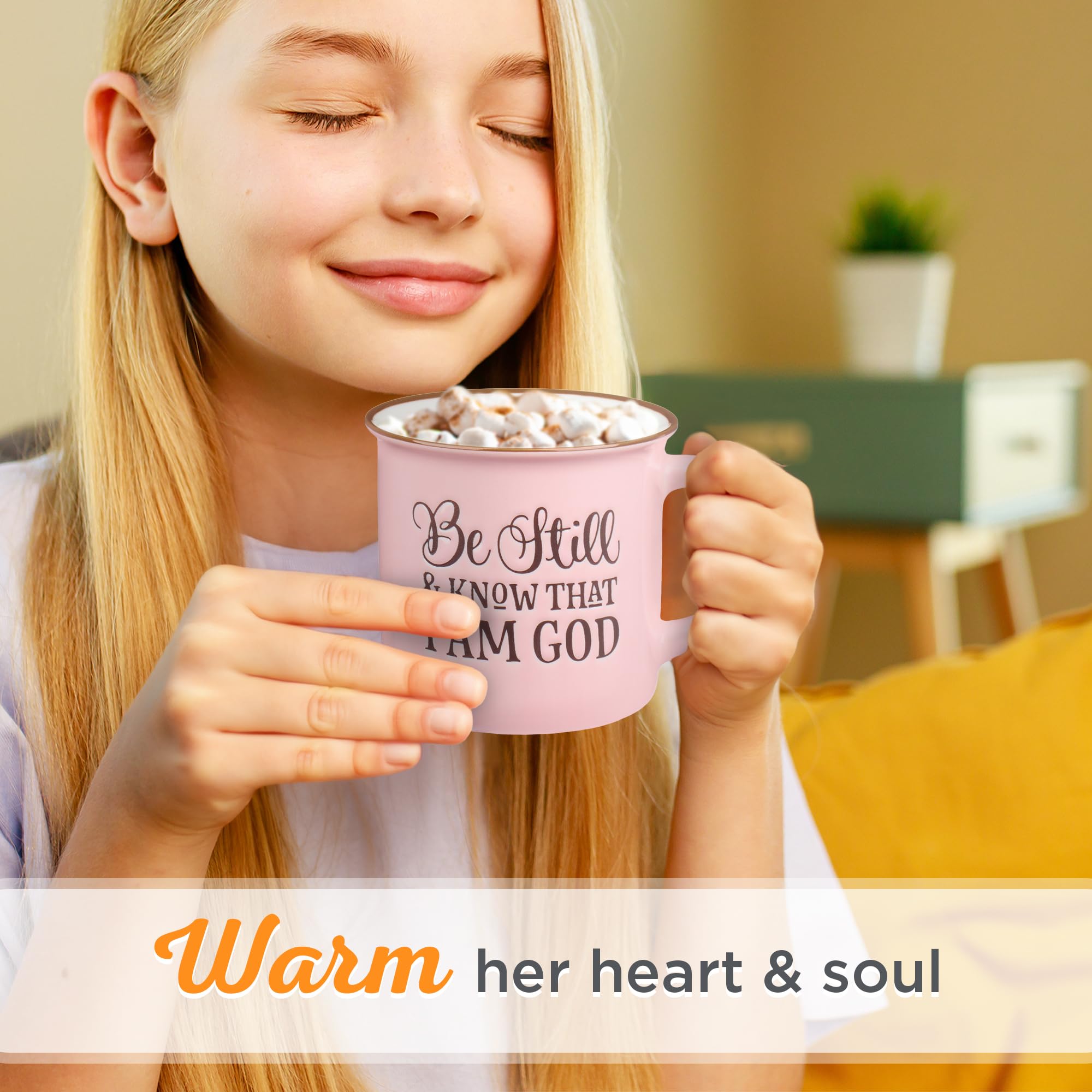 Christian Art Gifts Lavender Camp Style Ceramic Coffee Mug – 13 oz. Microwave & Dishwasher Safe Inspirational Scripture Coffee & Tea Mug for Women with Bible Verse: Let Your Light Shine – Matthew 5:16