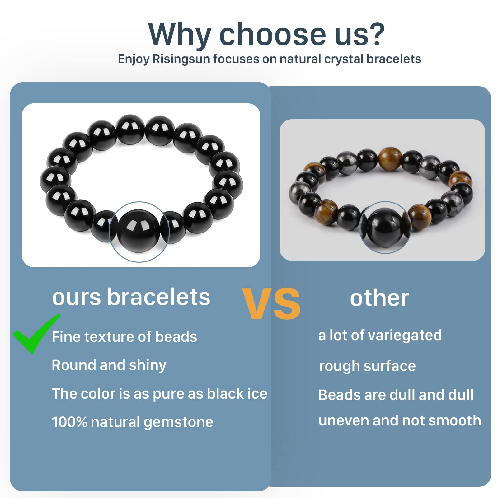 Protection Bracelet-Natural Black Obsidian bracelet for men women- Anti anxiety,Bring Good luck &Happiness Bracelet- Handmade Healing Crystal Bracelets