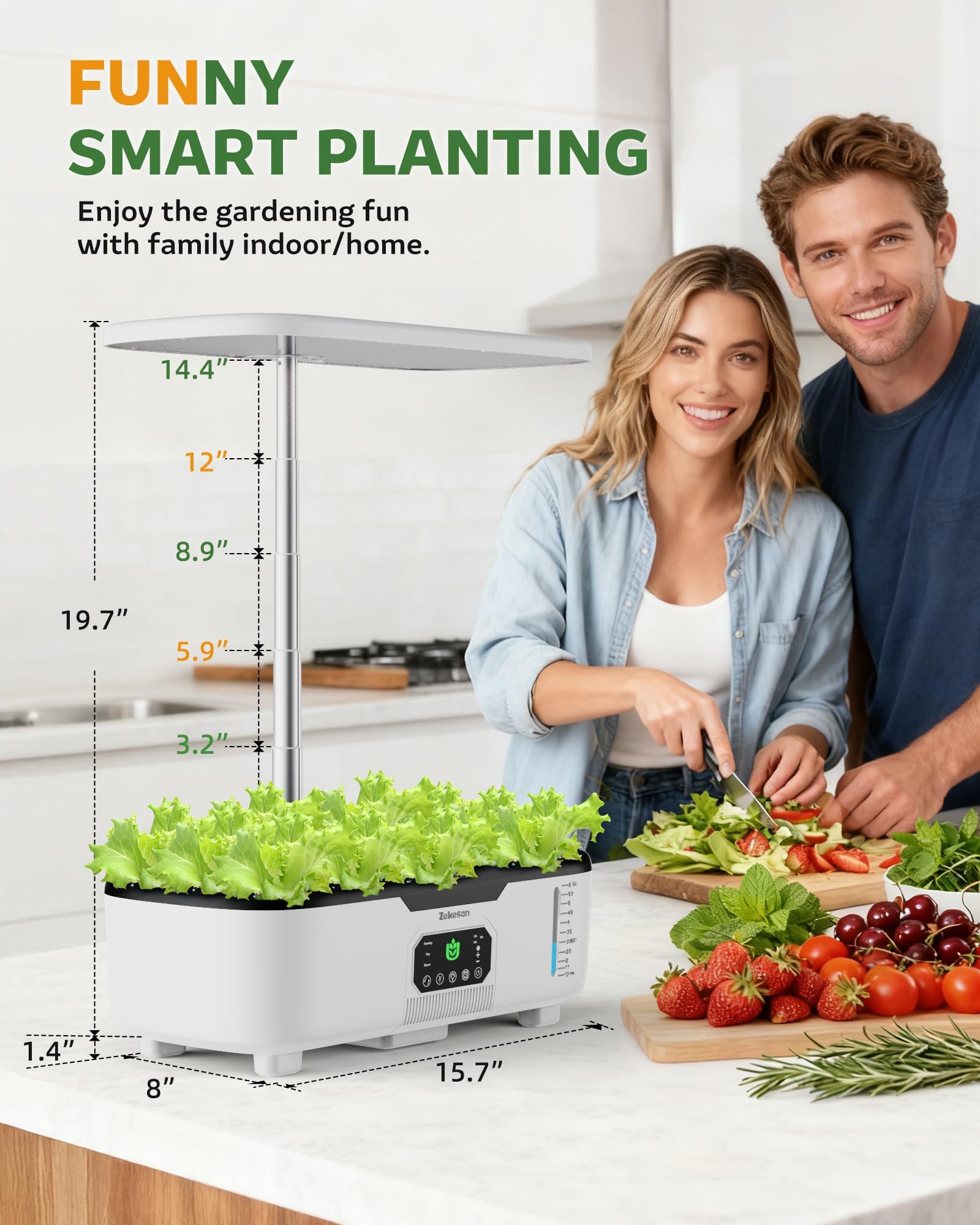Misting Hydroponic Growing System Kit 15-Pods Indoor Smart Herb Garden Planter with LCD Touch Panel 6L Large Tank for Herb/Vegetables/Flowers/Fruits,Gardening Gifts for Women Men Beginners-White