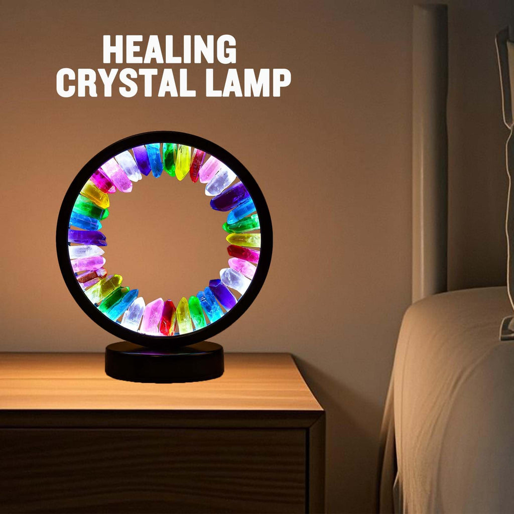 Runyangshi Amethyst Night Lamp 8.6" Natural Healing Crystal Bedside Lamp USB Port 3 Colours Dimming Mode Bedroom Lamp Suitable Night Light for Living Room Bedroom Office Home Decor Ideal Gift