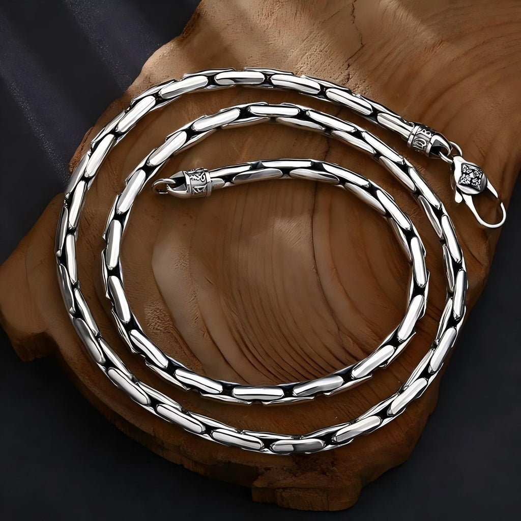 Italian Sterling Silver S925 Retro Chain Necklace for Men, Vintage Style Jewelry Gift