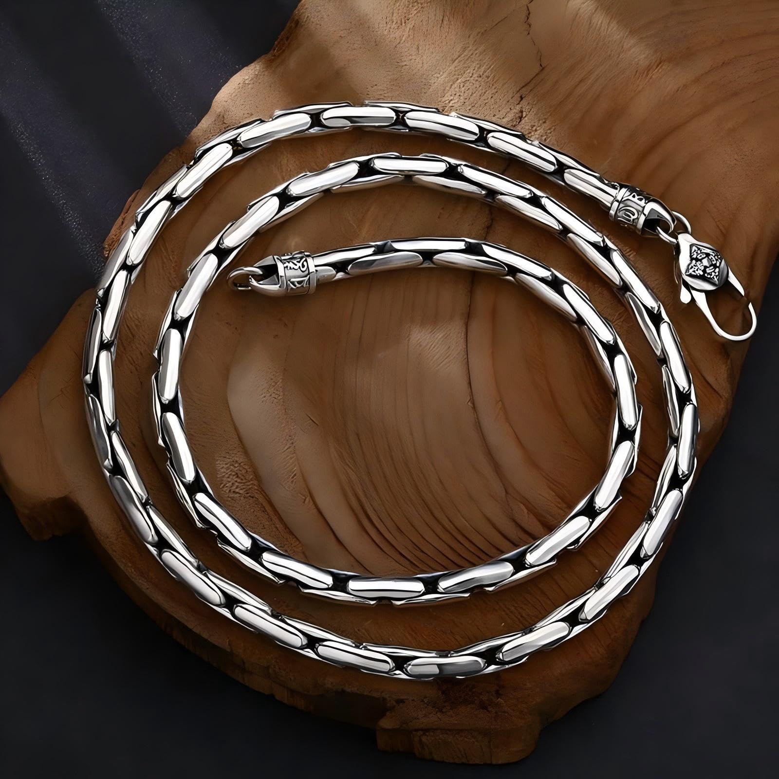 Italian Sterling Silver S925 Retro Chain Necklace for Men, Vintage Style Jewelry Gift