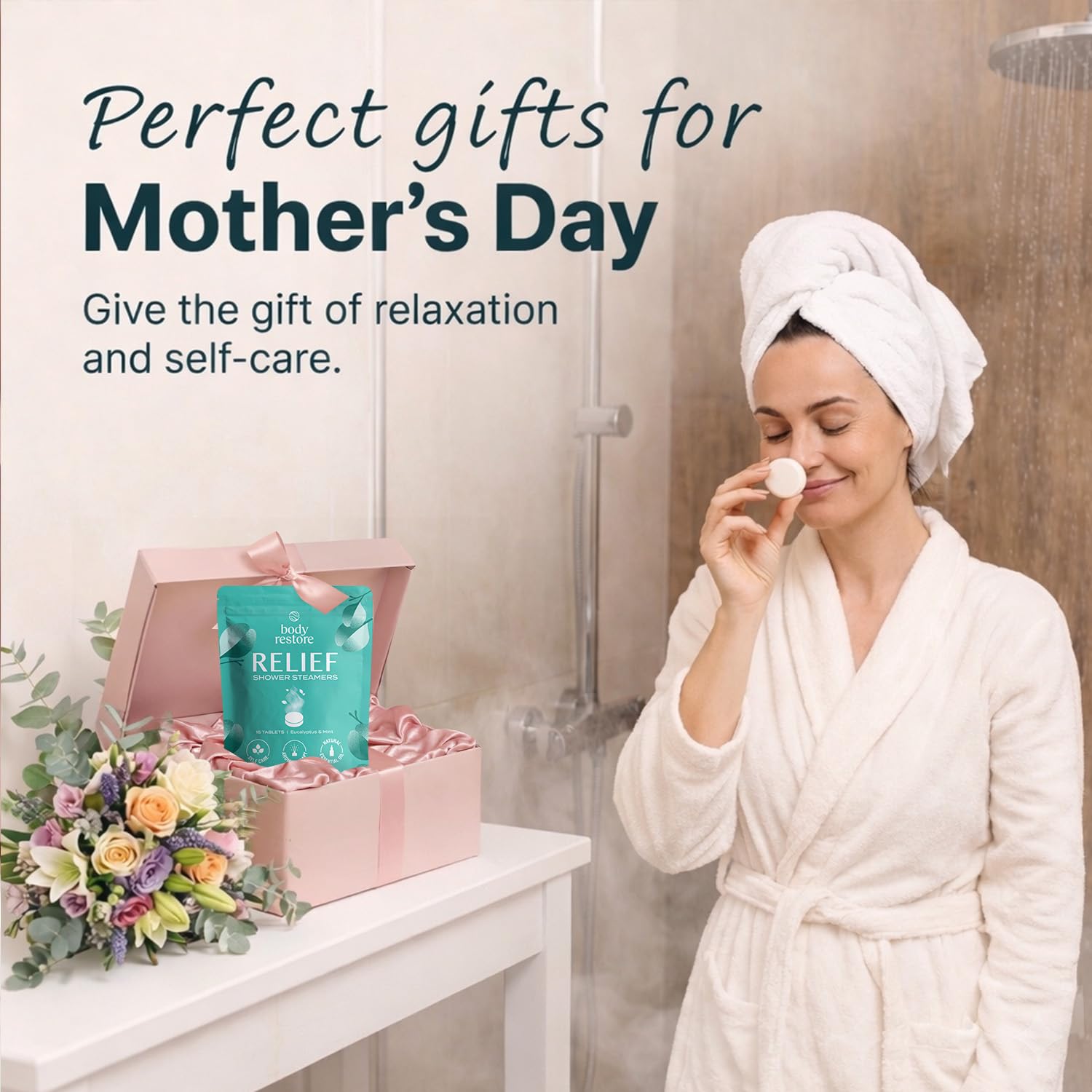 Body Restore Shower Steamers Aromatherapy 6 Pack – Mothers Day Gifts for Mom, Birthday Gifts for Women, Relaxation Stress Relief Self Care – Bloom