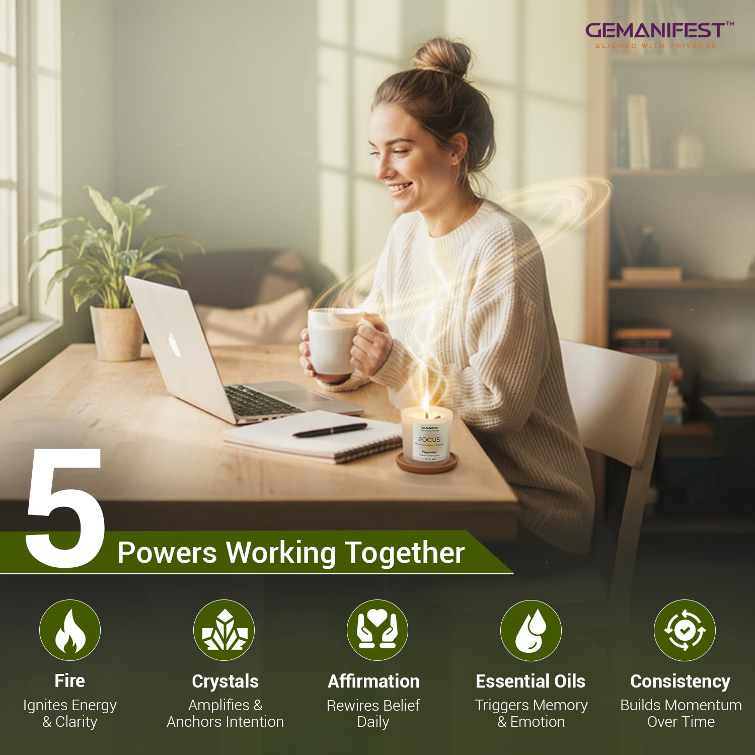 Money Manifestation Candle with Pyrite Bracelet for Wealth Prosperity and Success Pumpkin Spice Soy Candles for Office Home Scented Prosperity Crystal Candle Gifts for Men Women