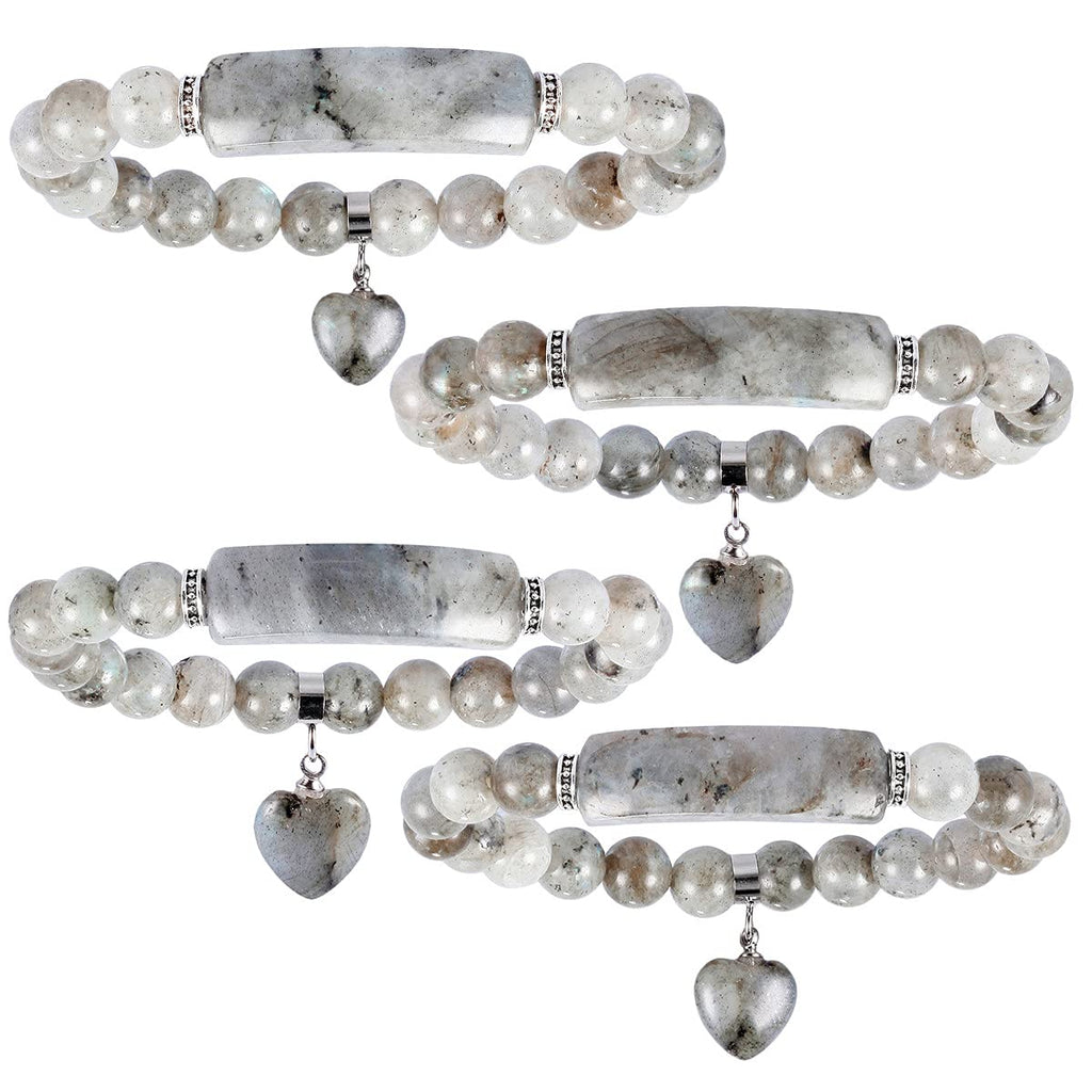 TUMBEELLUWA Healing Stone Bracelet 8mm Beads Chakra Crystal Energy Heart Charm Bracelet Handmade Jewelry for Women