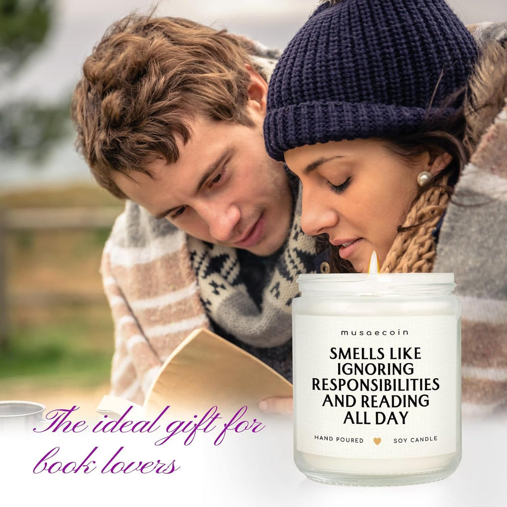 Book Lovers Gifts, Funny Gifts for Book Lovers, Birthday Bookish Presents for Readers Librarian Bookworm - Handmade Lavender Candle 7oz