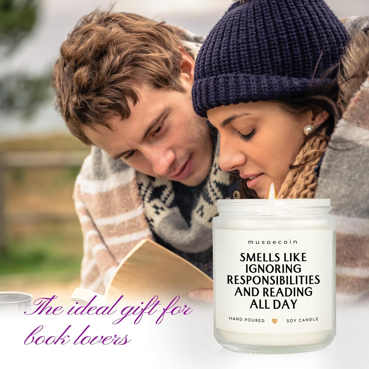 Book Lovers Gifts, Funny Gifts for Book Lovers, Birthday Bookish Presents for Readers Librarian Bookworm - Handmade Lavender Candle 7oz