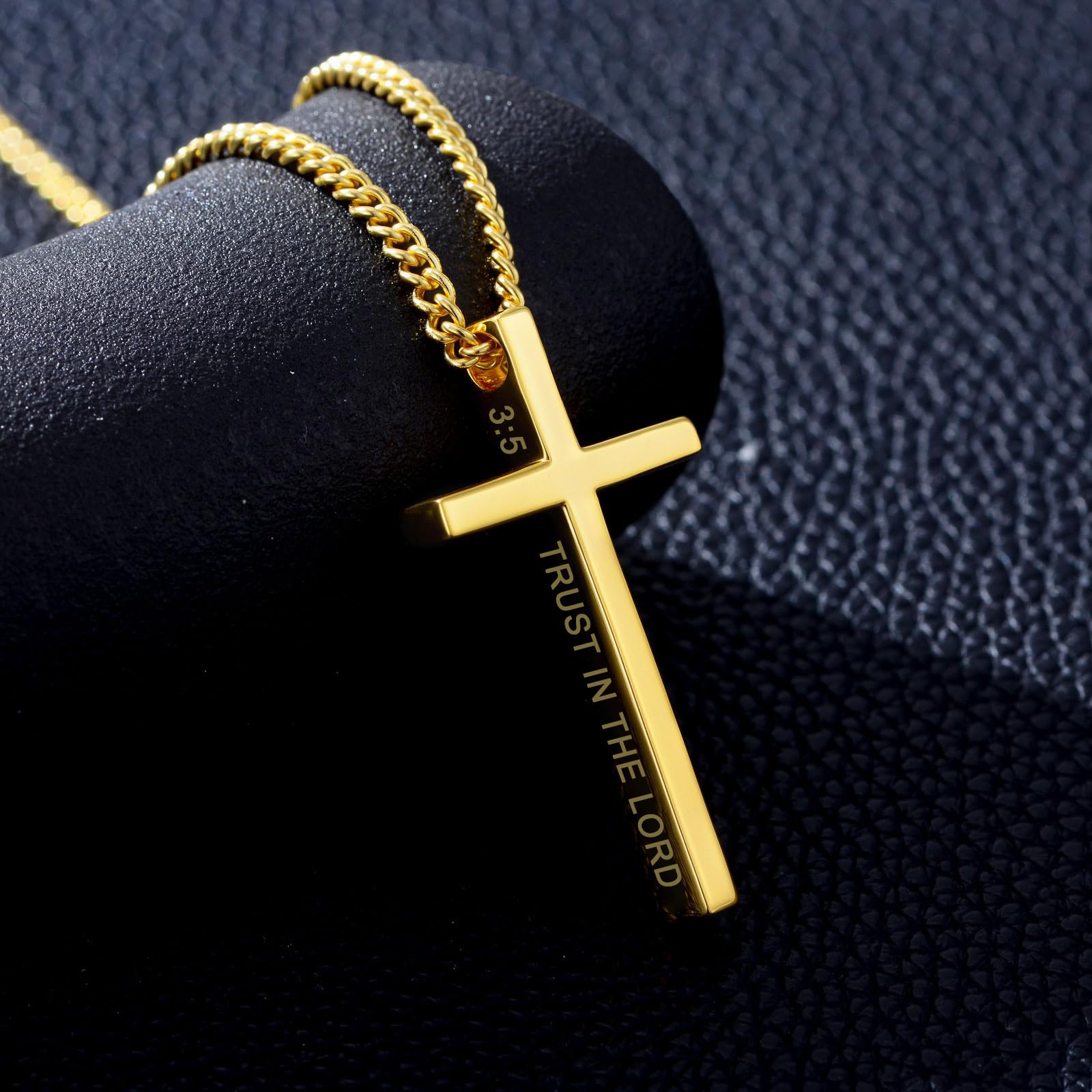 18K Gold Cross Necklace for Men Women Gold Cross Pendant with Bible Verse Minimalist Cross Christian Jewelry Religious Gifts