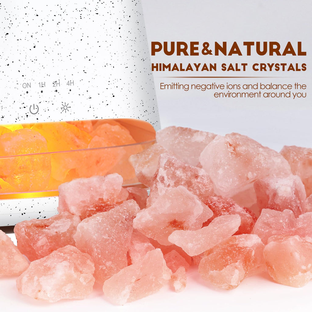 SALKING 2-in-1 Himalayan Salt Lamp & Ultrasonic Essential Oil Diffuser, Aromatherapy Diffuser Cool Mist Humidifier, Salt Therapy Lamp, 100% Pure Himalayan Salt, Ambient Glow, 150ml (Hot Pink)