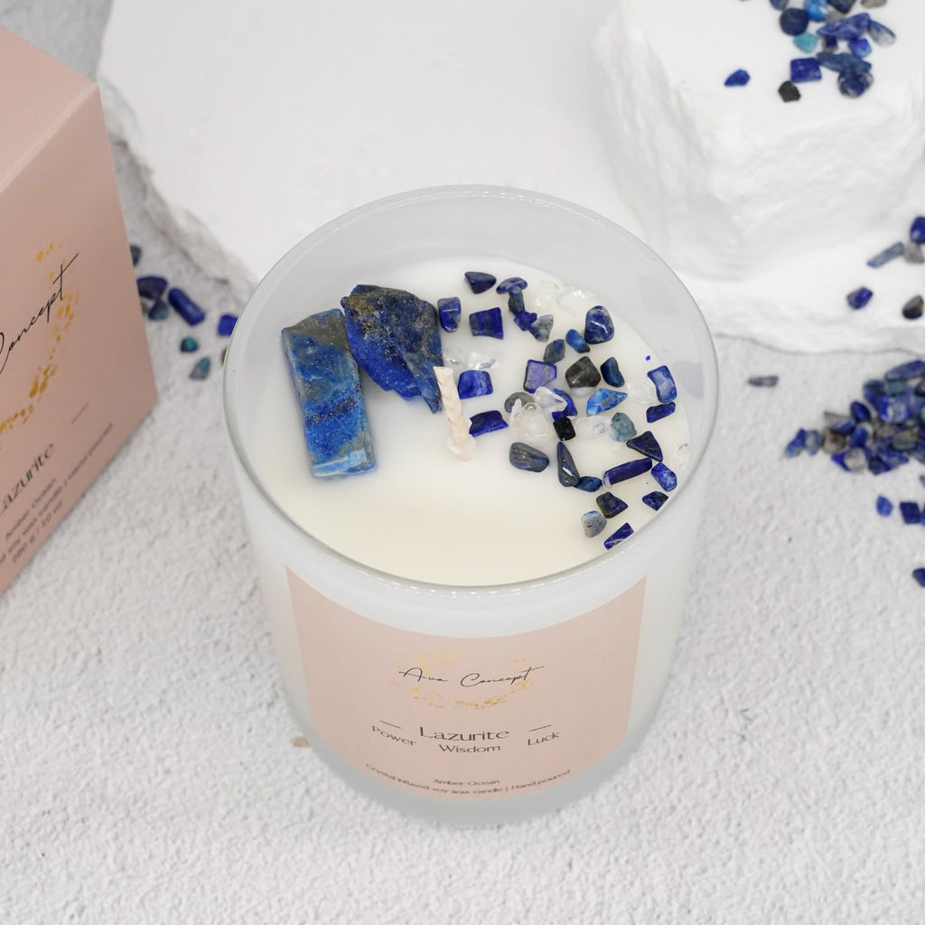 AVACONCEPT Crystal Infused Soy Wax Candle Gift Set Aromatherapy Scented Candles with Healing Crystals Natural Hand-Poured Luxury for Relaxation & Home Décor (Sunstone & Amethyst & Amazonite)