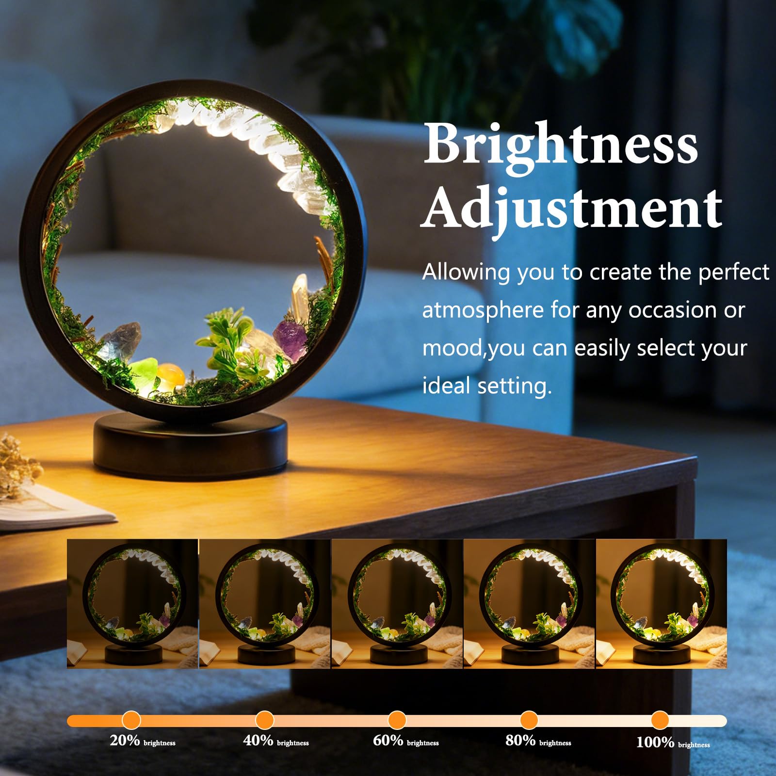 Runyangshi Amethyst Night Lamp 8.6" Natural Healing Crystal Bedside Lamp USB Port 3 Colours Dimming Mode Bedroom Lamp Suitable Night Light for Living Room Bedroom Office Home Decor Ideal Gift